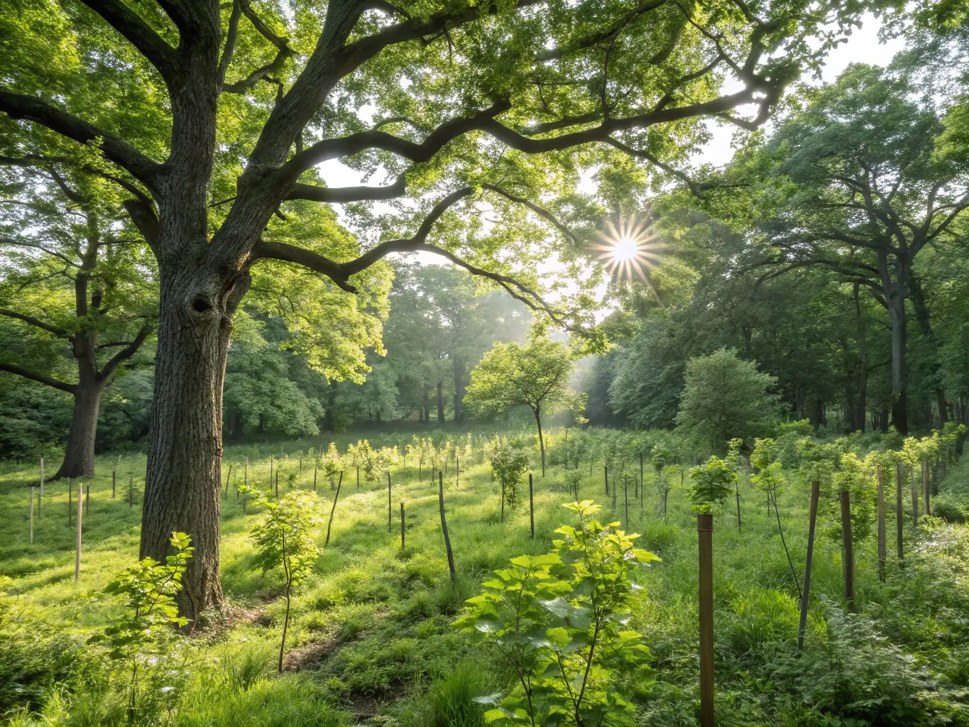 A scenic view of a reforested area, demonstrating the positive impact of reforestation efforts on the landscape and ecosystem.