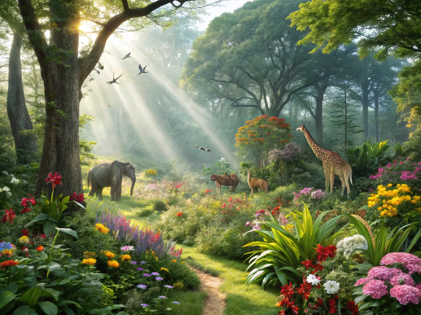 A diverse array of native plants and animals in a forest setting, highlighting the importance of biodiversity.