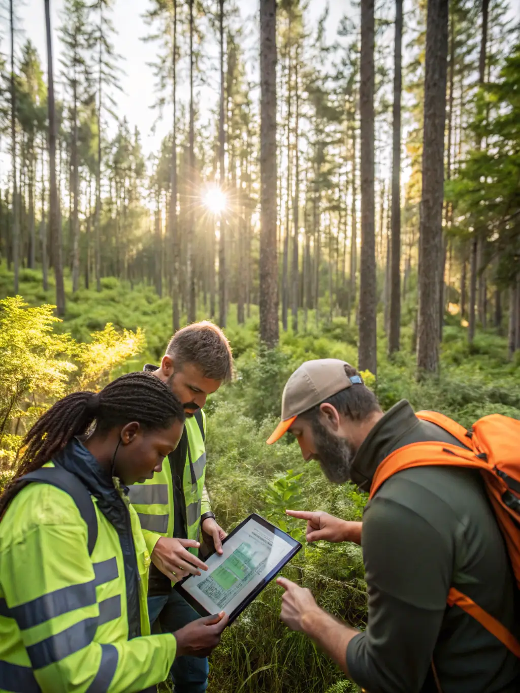 An image depicting a community workshop focused on forest management techniques, emphasizing collaboration and knowledge sharing among local stakeholders.